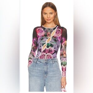 AFRM GiGi Abstract print cutout body suit NWT size L